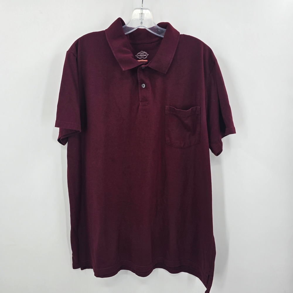 St Johns Bay Polo Mens XL Performance Burgundy Maroon Quick-Dri Pocket